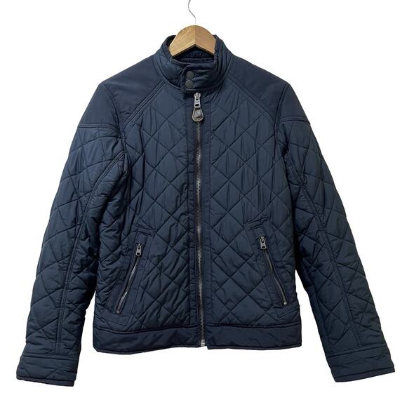 VTG Abercrombie & Fitch Womens Quilted Jacket Size S Navy Full Zip Insulated - Picture 1 of 13